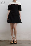 shushutong stitching A-type dress SS22DR08 white